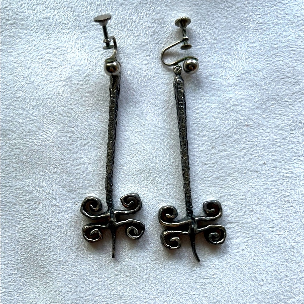 70’s Gilles Guy Vidal BRUTALIST Modernist earrings 🖤
